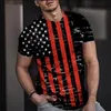 Yaz T-Shirt Erkekler Kısa 3d Baskı Fi Üstler Sıradan Tee Amerikan Bayrağı Harajuku Kılı