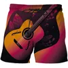 Herren -Shorts Herren Shorts Gitarreninstrument 3D Printed Shorts Herren Street Freizeit übergroß