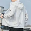 Men's Jackets Spring Autumn Loose Casual Solid Color Zipper Jacket Male Long Sleeve Cardigan Sunscreen Top Men Hooded All-match Coat Hombre