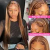 Glueless Straight Lace Front Human Hair 13x4 13x6 Hd Lace Frontal Wigs Brazilian Honey Blonde Colored Wigs for Women