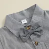 衣料品セット幼児の子供ボーイ紳士ストライプパターン半袖シャツトップスサスペンダーショーツ2PCS衣装