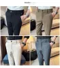 2024 elastische Taille Hosen Männer Business Sommer Casual Anzug Hosen Koreanische Knöchel Länge Hängenden Gestellte Büro Sozialen Hosen