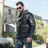 Италия мотоциклетные мужские байкерские натуральная кожа натуральная меховая подкладка теплое пальто из овчины куртка-авиатор Slim Fit военное пальто L2Lb #