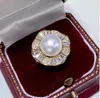 Cluster Rings Gorgeous 10-11mm Authentic Natural South China Sea White Earrings Pearl Ring 925s