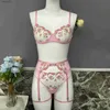 Sexy Set Ladys Fantasy Mesh Transparent Heavy duty Embroidered Flower Underwear Set Sexy Underwear Womens 3-piece Intimate Desire Hot Girl 18 C24325