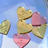 Decoration 20/50/100Pcs Personalized Acrylic Love Heart Tag Engraved Custom Wedding Name Baby Baptism Mirror Gold Tag Decoration Gift