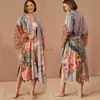 Sarongs WeHello Dames strandhoed Badmode Gedrukt Pauw Kimono Badmode Kaapstad Zomerjurk Strandpak Vrijetijdskleding 240325