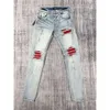 AMIRxxTrendy Marca Buraco Patch Elástico Slim Fit Jeans Pequenos Pés