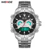 Weide Mensモデルアナログデジタル数字ディスプレイQuartz Metal Band Belt Wristwatches Relogio Masculino Automatic Date Clock 2019247C