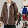 Mode 5XL hommes polaire sweat à capuche zippé couleur unie poches Baggy sweat grande taille sweats à capuche homme vêtements 240315