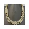 20mm Miami Cuban Link Chain VVS Moissanite Diamond Stubbed 925 Sterling Silver Gold Plated 18-24