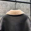 bombardier veste d'hiver noir peau de mouton en peau de mouton manteau de fourrure manteau pour hommes aviateur vêtements d'extérieur tranchée vol épais veste d'hiver m00l #