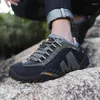 Buty fitness mężczyźni wędrówki na zewnątrz buto-botki koronkowe w górę w górę odporne na zużycie oddychające trekking polowanie na górę sport