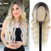 Synthetic wig HD body wave highlights lace front women's wig lace front pre combed honey blonde colored synthetic wig