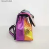 Kvällspåsar Rainbow Women Handbag Wave Pattern Eagle Icon Head On Front Foging Colorful Cross Body Bag Patchwork Shoulder Bag London Q240225