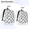Backpack Gray And White Checkerboard Casual Sports Student Business Daypack For Men Women Laptop Computer Canvas Bags