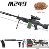 M249 Water Outdoor Game Gel Gel Paintball Militär Blaster Model Bullet Toy Requisiten bunte elektrische Elektro für Jungen FMELH