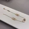 Ontwerper Freds ketting Mode volledige diamant v verguld 18k roségoud Drie bloemen halve diamant 8-karakter hoefijzergesp armband Live uitzending