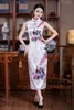 Casual Dresses Red Summer Long Cheongsam Traditionell kinesisk stil Kvinnor Rayon Dress Elegant Lady Print Slim Banket Qipao Novelty GOWN