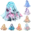 Foulards écharpes pour femmes imprimé léger motif Floral longue écharpe en mousseline de soie transparente foulard en soie