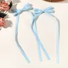 Hårtillbehör 2st 2024 Söt band Bow pannband Långt Tassel Clip Women's Girls Party Headwear Side Clips Wholesale