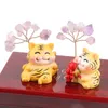 Decoratieve Beeldjes 1PC Natuurlijke Amethist Trinket Mini Tijger Schattige Dieren Auto Beeldje Ornament Creatieve Kristal Boom Woondecoratie