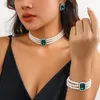 Комплект ожерелья и серег, многослойный браслет-цепочка с искусственным жемчугом для женщин, свадебные украшения-гвоздики, аксессуары