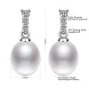 Schroevendraaiers Classic Design SterlingSier Zircon White Ellipse Freshwater Pearls StudEarrings for Women Pearl Jewelry Gifts Feige