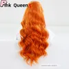 13x4 synthetische pruik met kant lang haar mode oranje cosplay pruiken feest sexy mode dames meisje lang gekruld haarstukje Braziliaans haar Koreaans hoge temperatuur vezel