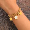 Link Bracelets Stainless Steel Kpop Sweet Stars Shell Pendants Bell Elegance Chain Design Fashion Bracelet For Women Jewelry