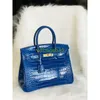 BK Crocodile Taschen vertrauenswürdige Luxushandtasche hoher Sinn großer Marke Krokodil -Leder -Platin -Bag Bright Womens Bag European und American Fashion haben Logo HBSV