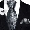 Gravatas de pescoço gravatas de luxo gravatas masculinas conjunto de seda preto prata branco floral vermelho azul ouro floral gravata lenço abotoaduras conjunto presente barrywang 6105 y240325