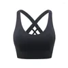 Reggiseni a forma di croce con retro raccolto Reggiseno sportivo antiurto senza anello in acciaio Asciugatura rapida Yoga Fitness di grandi dimensioni Corsa femminile