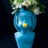 Vase Nordic Luxury Cute Bubble Girl Resin Vase Ornaments Home Livingroom Desktop Furnishing Crafts Office Store Club Figurines Decor