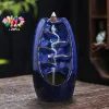 Burners With 20Cones Home Decor Blue Waterfall Ceramic Handmade Crafts Ornaments Indoor Aromatherapy Waterfall Backflow Incense Burner