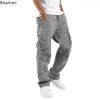 Nieuwe 2024 Cargo Broek Broek Voor Mannen Volledige Lengte Effen Kleur Losse Multi-Pocket Trekkoord Zakken Broek Mannelijke Cargo broek 5XL 635X #