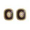 Boucles d'oreilles en métal Imitation perle carrée géométrique pour femmes, Design rétro tendance, bijoux accessoires de fête
