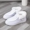 Sapatos casuais inverno liso algodão feminino com peludo grosso pelúcia rendas até retenção de calor térmico antiderrapante para neve