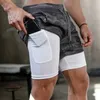 Herren-Shorts, Herren-Shorts, S-5XL, Jogging-Shorts, Herren, 2-in-1-Shorts, Fitnessstudio, Fitness, integrierte Tasche, schnell trocknend, Laufshorts, Herren-Sportshorts, 24325