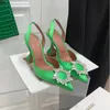 Buty designerskie Sandały ślubne Dress Sukienka Luksusowa projektant satynowe obcasy Amina Muaddi Kryształowy dekoracja Klajnik Spiczasty słonecznik sandały PCV