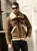 Shearling en peau de mouton véritable manteau en cuir mâle B3 Bomber veste aviateur vêtements d'extérieur Trench vol hommes épais hiver veste courte N5UL #