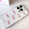 Mobiltelefonfodral koreanska söta rosa båge transparent telefonfodral för iPhone 15 14 13 12 11 Pro xs max x xr 7 8 se mini estetisk stötsäker mjuk fodral h240326