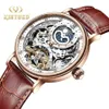 KINYUED Skeleton Watches Mechanical Automatic Watch Men Sport Clock Casual Business Moon Wrist Watch Relojes Hombre 210910333W