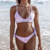 Nouveau bikini imprimé mignon triangle sac pour filles bikini fendu maillot de bain pour les femmes