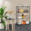 Kitchen Storage 4 Tier Wire Shelving Height Adjustable Stainless Steel Shelves Black