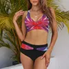 Women's Swimwear Waisted Beachwear Boho Top Swimsuit High Bikini Set Filled Print Bra Swimwears Tankinis