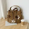 Totes Women Cute Messenger Bag Large Capacity Canvas Daily Shopping Star Applique Y2K Street Style School For Teens Students