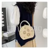 Bolso de mano Bolso de diseñador Bolsos de paja bolso de playa Malla de moda Tejido hueco para el verano Bolso de paja Bolso tejido de verano de albaricoque negro Bolso de vacaciones Bolso de compras de gran capacidad 1907