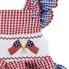 Girlymax Independence Day Sybling 4 juli pojkar flickor stripstjärnor vävda smockade klänning romper shorts set boutique barn kläder 220531