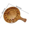 Kitchen Storage 16 Holes Wood Round Platter Serving Tray Ruffle Egg Deviled Plate Escargot Snail Dish Soup